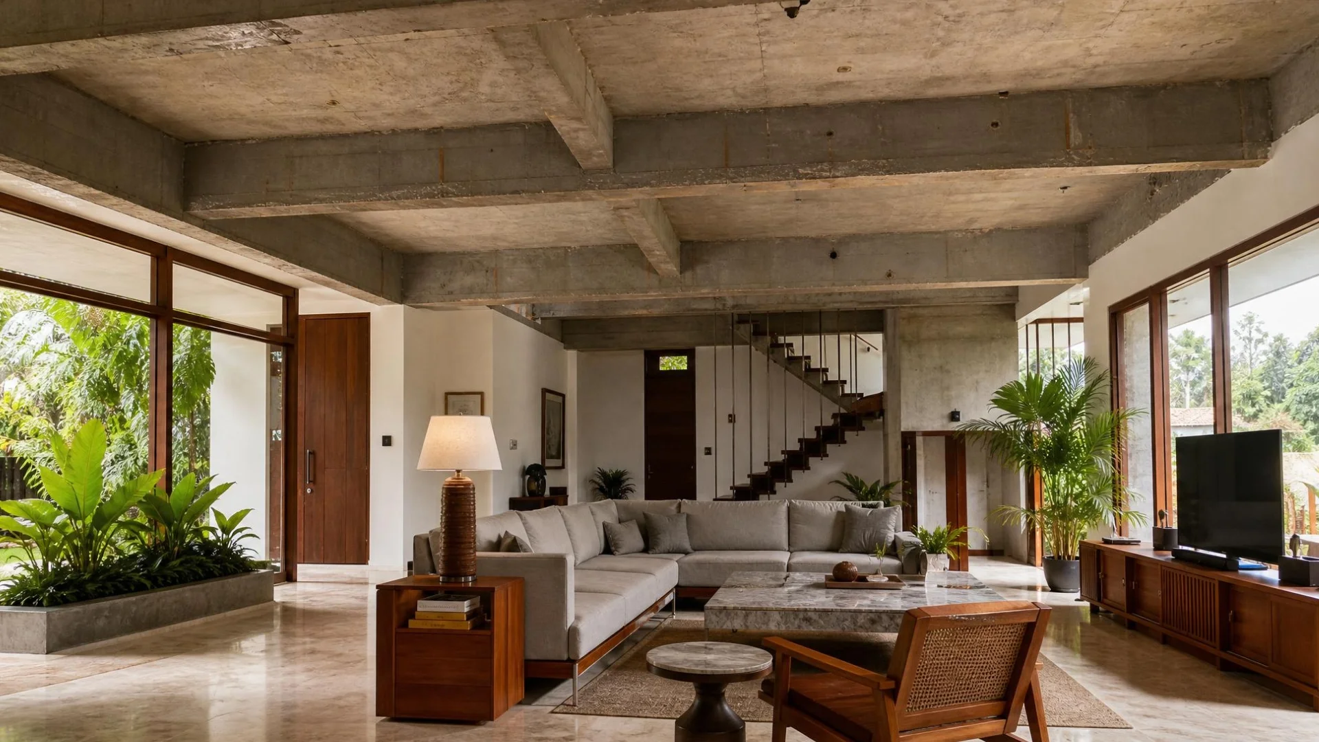 Living Room Without Ceiling
