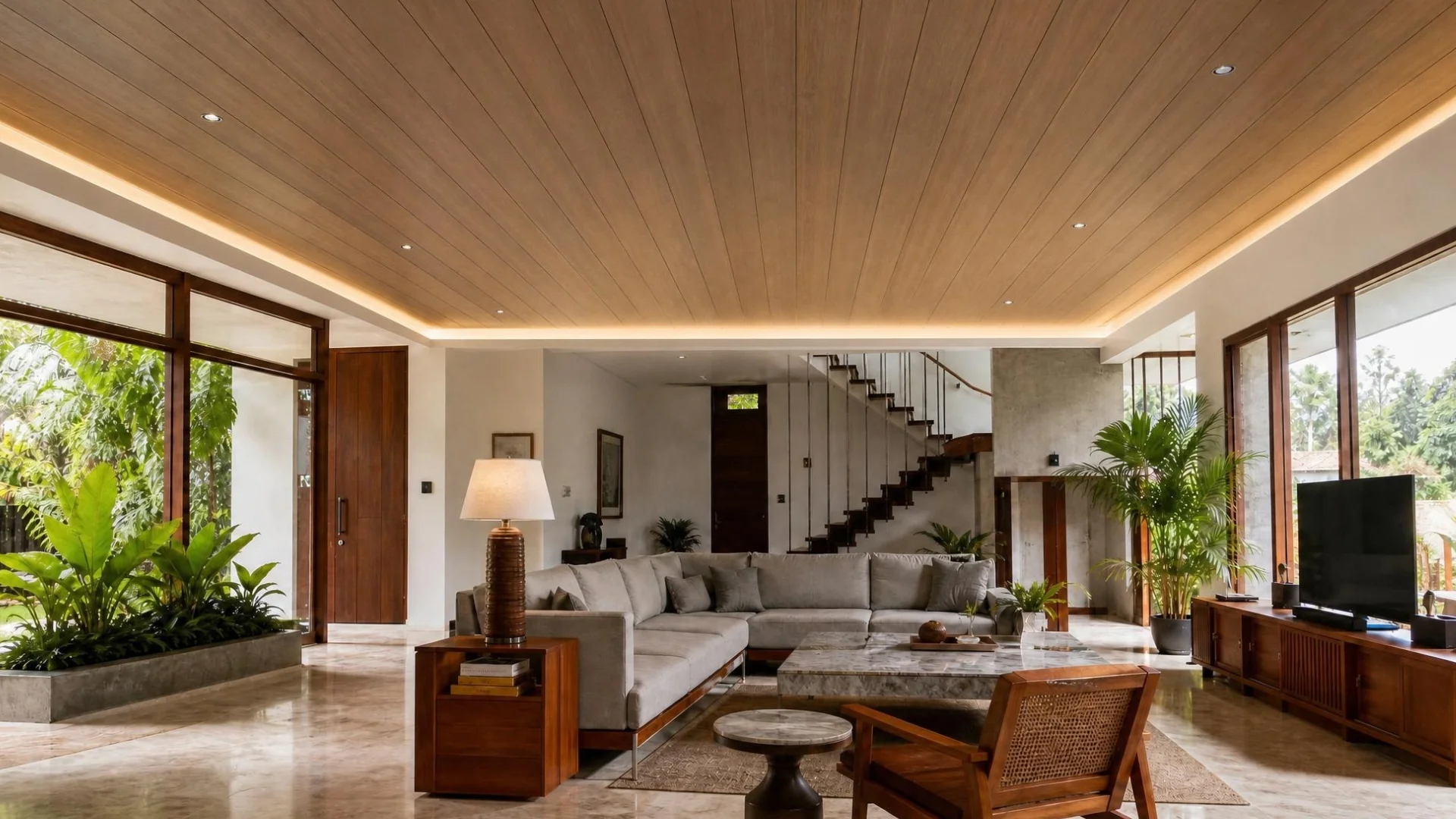 Living Room with i-Panel PVC Ceiling